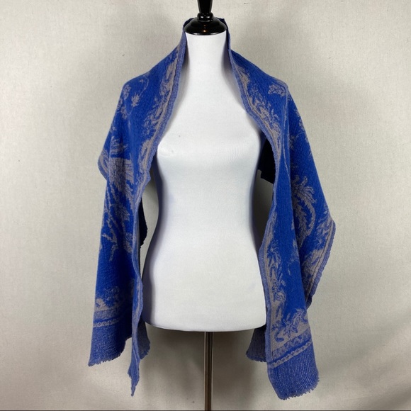 J. Crew Boiled 100% Wool Scarf Wrap Blue Gray OS - Picture 5 of 10